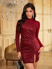 Акція на Плаття вечірнє коротке літнє жіноче SHEIN GD-00115274 S Бордове від Rozetka