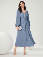 Акція на Плаття вечірнє міді літнє жіноче SHEIN GD-00113651 XL Сіро-блакитне від Rozetka