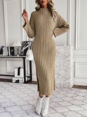 Акція на Плаття в'язане міді зимове тепле жіноче SHEIN GD-00106289 L Бежеве від Rozetka