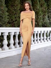 Акція на Плаття вечірнє довге літнє жіноче SHEIN GD-00113874 XL Бежеве від Rozetka