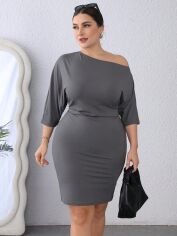 Акція на Плаття вечірнє коротке літнє жіноче SHEIN GD-00109067 XL Темно-сіре від Rozetka