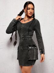 Акція на Плаття жіноче SHEIN GD-00112781 XS Темно-сіре від Rozetka