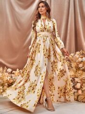 Акція на Плаття вечірнє довге літнє жіноче SHEIN GD-00107806 L Бежеве від Rozetka