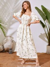 Акція на Плаття довге літнє жіноче SHEIN GD-00114061 XS Айворі від Rozetka