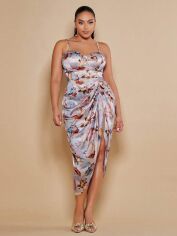 Акція на Плаття вечірнє міді літнє жіноче SHEIN GD-00103374 4XL Світло-блакитне від Rozetka
