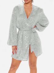 Акція на Плаття вечірнє коротке літнє жіноче SHEIN GD-00115335 S Сріблясте від Rozetka