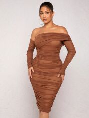 Акція на Плаття жіноче SHEIN GD-00102158 L Світло-коричневе від Rozetka