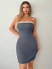 Акція на Плаття вечірнє коротке літнє жіноче SHEIN GD-00101838 L Сіре від Rozetka