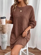 Акція на Плаття в'язане коротке осіннє тепле жіноче SHEIN GD-00105843 L Коричневе від Rozetka