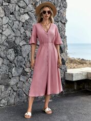Акція на Плаття міді літнє жіноче SHEIN GD-00113703 S Світло-рожеве від Rozetka