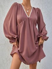 Акція на Плаття коротке літнє жіноче SHEIN GD-00115370 L Рожево-коричневе від Rozetka