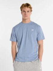 Акція на Футболка бавовняна довга чоловіча New Balance Sport Essentials Cotton MT41509DUS XL Блакитна від Rozetka