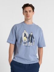 Акція на Футболка бавовняна довга чоловіча New Balance A Perfect Match Tennis MT51412DUS L Блакитна з принтом від Rozetka