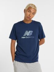 Акція на Футболка бавовняна довга чоловіча New Balance Sport Essentials Gradient Logo MT51503NNY M Синя від Rozetka