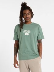 Акція на Футболка бавовняна довга чоловіча New Balance Heritage Graphic MT51527DKJ L Зелена від Rozetka