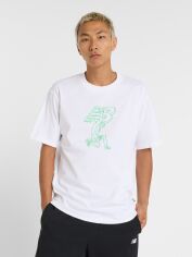 Акція на Футболка бавовняна довга чоловіча New Balance X Debut Statue MT51978WT XL Біла з принтом від Rozetka