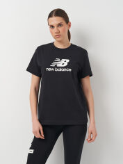 Акція на Футболка бавовняна довга жіноча New Balance Sport Essentials Jersey Logo WT41502 XL Чорна від Rozetka