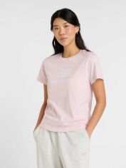 Акція на Футболка бавовняна довга жіноча New Balance Sport Essentials Jersey Logo WT41502 L Світло-рожева від Rozetka