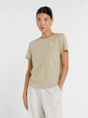 Акція на Футболка бавовняна довга жіноча New Balance Sport Essentials Jersey WT41509 L Оливкова від Rozetka