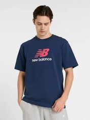 Акція на Футболка бавовняна довга чоловіча New Balance Athletics Logo MT51500 XL Темно-синя від Rozetka