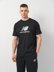 Акція на Футболка бавовняна довга чоловіча New Balance Stacked Logo MT41502 XL Чорна від Rozetka