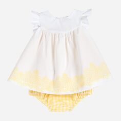 Акція на Дитяча літня сукня + трусики для дівчинки Chicco 09003642000000-034 74 см Білий/Жовтий від Rozetka