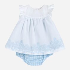 Акція на Дитяча літня сукня + трусики для дівчинки Chicco 09003642000000-032 86 см Білий/Світло-блакитний від Rozetka