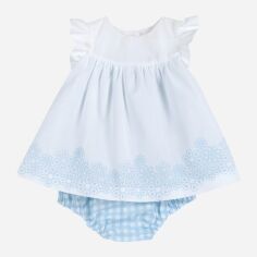 Акція на Дитяча літня сукня + трусики для дівчинки Chicco 09003642000000-032 68 см Білий/Світло-блакитний від Rozetka