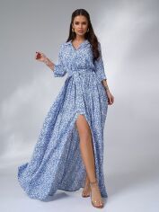 Акція на Сукня довга літня жіноча ISSA PLUS 14636 3XL Синя від Rozetka
