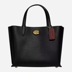 Акція на Сумка крос-боді жіноча з натуральної шкіри маленька Coach Willow Tote 24 BG-COA-100 Чорна від Rozetka