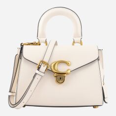 Акція на Сумка крос-боді жіноча з натуральної шкіри маленька Coach Luxe Refined Calf Leather Sammy Top-Handle 21 BG-COA-86 Біла від Rozetka