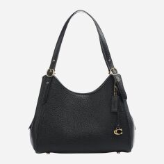 Акція на Сумка хобо жіноча з натуральної шкіри середня Coach Lori Hobo bag grained BG-COA-98 Чорна від Rozetka