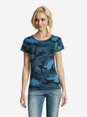 Акція на Футболка бавовняна жіноча Sol's Camo Women 01187536 2XL Синій камуфляж від Rozetka
