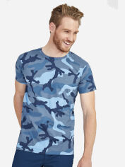Акція на Футболка бавовняна довга чоловіча Sol's Camo Men 01188536 XL Синій камуфляж від Rozetka