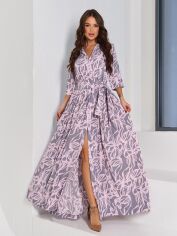 Акція на Сукня довга літня жіноча ISSA PLUS 15067 3XL Сіра від Rozetka