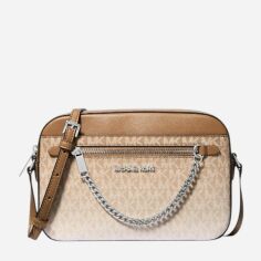 Акція на Сумка крос-боді через плече жіноча маленька Michael Kors 837523898 Коричневий/Молочний ( 1159833108) від Rozetka