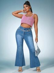 Акція на Джинси Кльош жіночі SHEIN GD-00135569 XL Блакитні від Rozetka