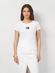 Акція на Футболка жіноча Tommy Hilfiger 11514 XS Біла з вишивкою від Rozetka