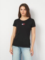 Акція на Футболка жіноча Tommy Hilfiger 11513 XS Чорна з вишивкою від Rozetka