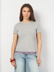 Акція на Футболка бавовняна жіноча Tommy Hilfiger 11516 S Сіра з принтом від Rozetka