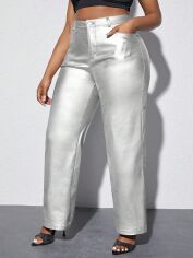 Акція на Штани жіночі SHEIN GD-00136990 XL Срібні від Rozetka