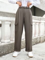 Акція на Штани жіночі SHEIN GD-00143416 L Сіро-коричневі від Rozetka