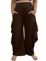 Акція на Штани жіночі SHEIN GD-00137356 XL Темно-коричневі від Rozetka