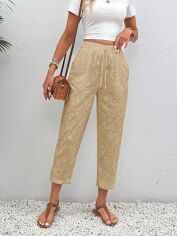 Акція на Штани жіночі SHEIN GD-00150254 S Світло-бежеві від Rozetka
