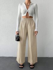 Акція на Штани жіночі SHEIN GD-00135352 34 Світло-бежеві від Rozetka