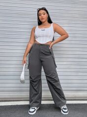 Акція на Штани жіночі SHEIN GD-00139767 4XL Темно-сірі від Rozetka
