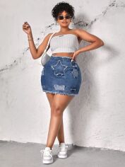 Акція на Спідниця жіноча SHEIN GD-00139983 4XL Синя від Rozetka