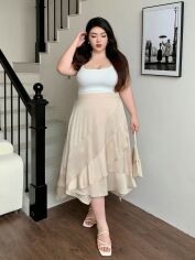 Акція на Спідниця жіноча SHEIN GD-00140030 4XL Світло-бежева від Rozetka