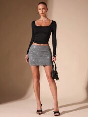 Акція на Спідниця жіноча SHEIN GD-00131751 S Сіра від Rozetka