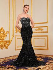 Акція на Плаття вечірнє довге літнє жіноче SHEIN GD-00118507 S Чорне від Rozetka